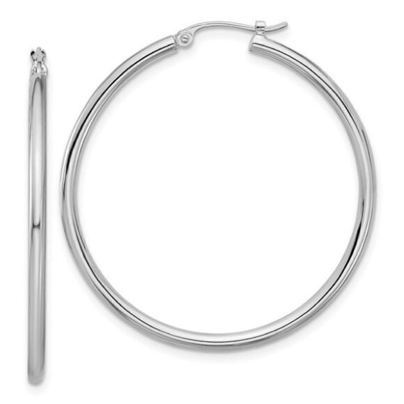 Herco Platinum PolishedRound Hoop Earrings